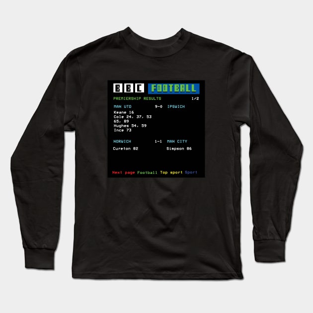 90s Nostalgia TV Football Results Dad Gift Long Sleeve T-Shirt by NostalgiaUltra